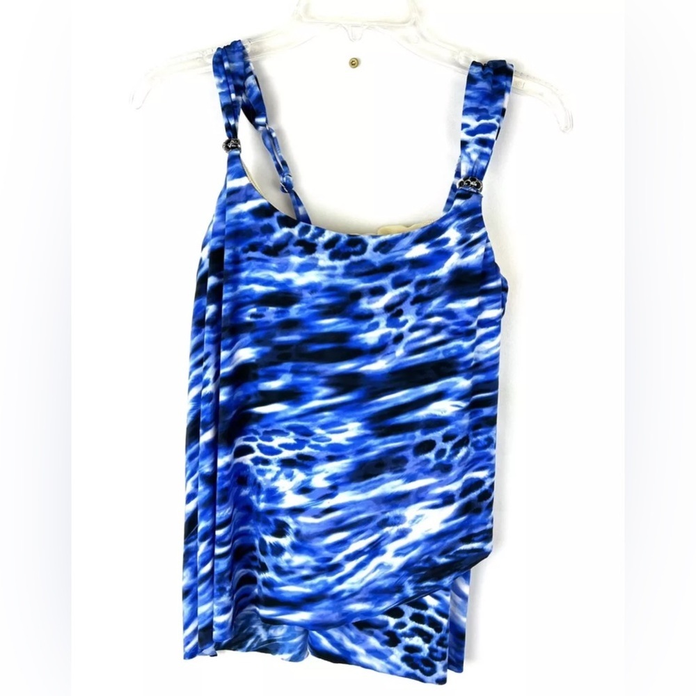 Miraclesuit Women’s Lynx Lazuli Dazzle Scoop Blue Underwire Tankini Top Size 10